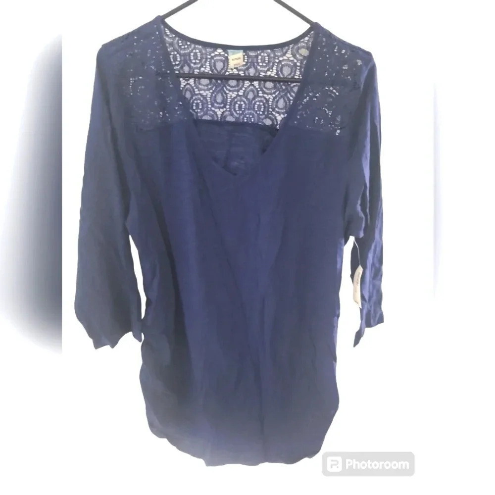 Old Navy Maternity 3/4 Sleeve Shirt Blue XL